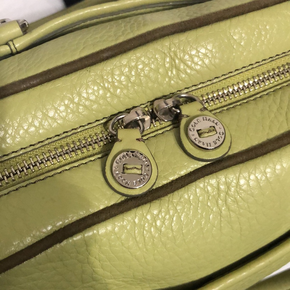 Cole Haan Large Lime Green Leather Satchel - Picture 4 of 12